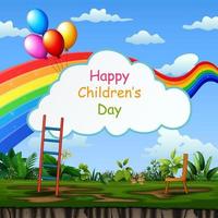 Happy children's day template background with nature vector