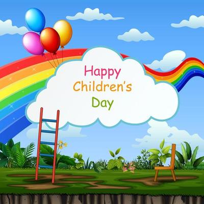 Happy children's day template background with nature