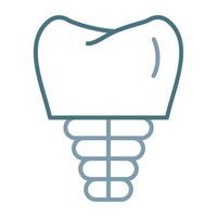 icono de dos colores de línea de implante dental vector