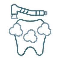 línea de limpieza dental icono de dos colores vector