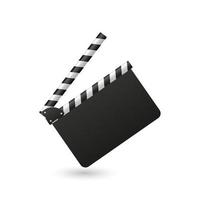 Movie clapperboard icon. Black cinematography equipment stripes media production for times film production and storyboard video vector scenes