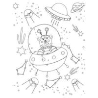 Space coloring pages for kids free vector