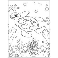 Ocean Animals Coloring Pages For Kids Pro Vector