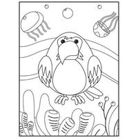 Ocean Animals Coloring Pages For Kids Pro Vector