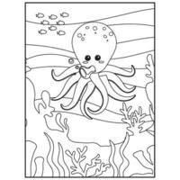 Ocean Animals Coloring Pages For Kids Pro Vector