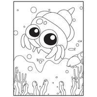 Ocean Animals Coloring Pages For Kids Pro Vector