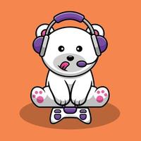 Ilustración de icono de vector de dibujos animados de juego de oso polar lindo. concepto de icono de juego de animales vector premium aislado. estilo de dibujos animados plana