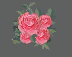 rose flower painting colored retro design vector