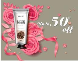 vector de crema de manos de flor rosa