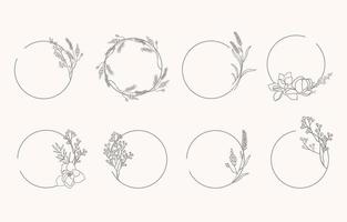 Line object collection with lavender,leaf,flower,circle vector