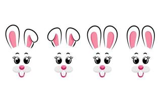 Set of happy bunny masks vector