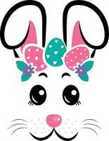 The face of the Easter bunny with a wreath of eggs vector