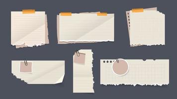 Torn ripped paper sheets banner set. vector