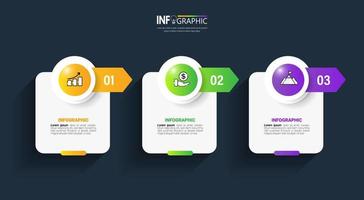 Three steps business infographics template vector