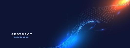 Abstract blue technology background with flowing lines. vector