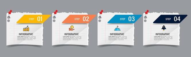 Business Infographic with note paper design v vector