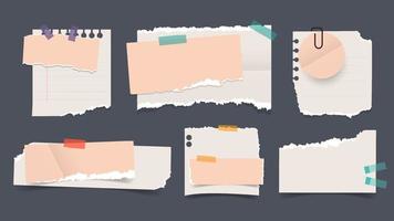 Torn ripped paper sheets banner set. vector