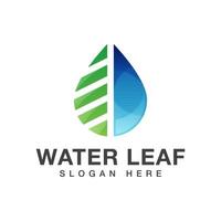 plantilla de vector de diseño de logotipo de hoja y gota de agua moderna