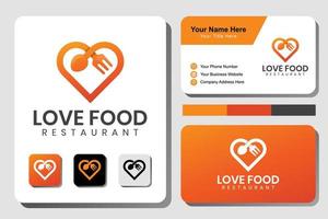 Modern love food, favorite food logo with business card design vector template