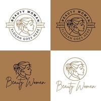 colección de logotipos de mujer de belleza de arte de línea de lujo elegante vector