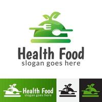 Healthy food logo, vegan food symbol vector template
