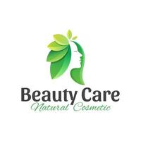 logotipo de cuidado de belleza natural. cuidado de la piel, cosmética, spa, plantilla de vector de diseño de logotipo de salón de belleza