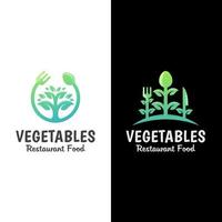 logotipo del centro de comida del restaurante de verduras. centro de alimentos saludables, dieta, vegano, orgánico, plantilla de vector de diseño de logotipo de vida saludable