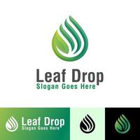 modern Leaf drop or leaf water drop logo design vector template