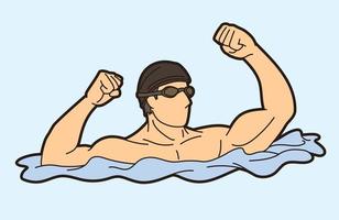 The Winner Swimming Sport Swimmer Action vector