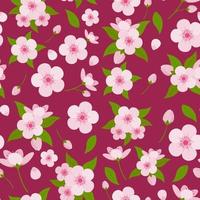 Seamless Pattern Cute Cherry Blossom Background vector