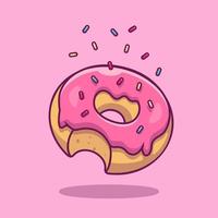 ilustración de icono de vector de dibujos animados de donut. concepto de icono de objeto de comida vector premium aislado. estilo de dibujos animados plana