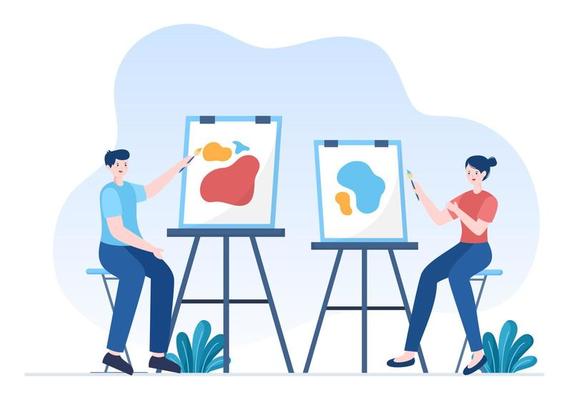 Painting Outdoors Flat Illustration with Someone who Paints using Easel, Canvas, Brushes and Watercolor for Poster or Workshops Designs