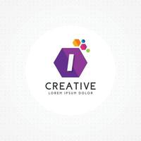 logotipo de letra hexagonal creativa i vector