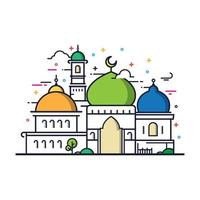 Modern line art Islamic Mosque building vector