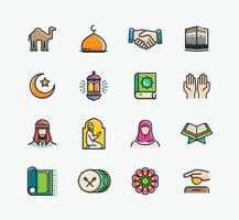 conjunto de iconos islámicos vector