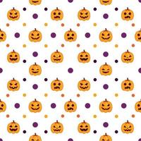 Orange pumpkins seamless Halloween pattern vector