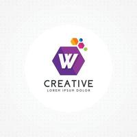 logotipo creativo de la letra w hexagonal vector