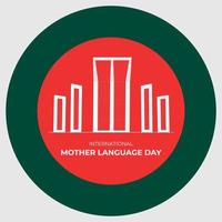 21 de febrero día internacional de la lengua materna shaheed minar en círculo rojo y verde vector