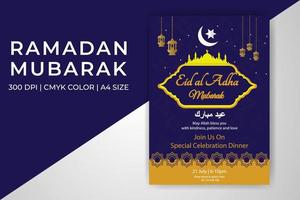 diseño de plantilla de impresión de cartel de volante de fiesta islámica de invitación de eid ul adha descarga gratuita vector