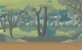 ilustración de bosque verde adecuada para fondo de edición de animación vector