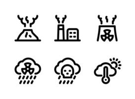 Simple Set of Pollution Line Icons. Contains Icons as Volcano Eruption, Factory, Acid Rain and more. vector