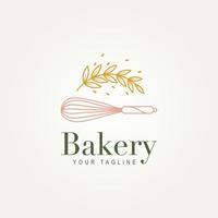 bakery shop minimalist line art logo icon design vector