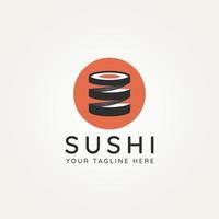 diseño de logotipo plano minimalista de rebanadas de sushi únicas vector