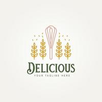 delicious bakery store minimalist line art logo vector