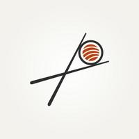 isolated sushi seafood with chopstick minimalist vector