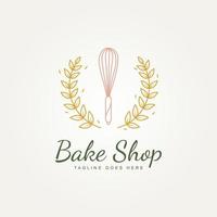 bakery shop premium minimalist line art logo vector