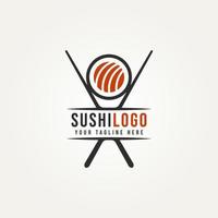 diseño de logotipo minimalista de comida japonesa de sushi vector