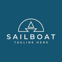 simple sail boat logo design vector