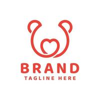 diseño de logotipo de oso con amor vector