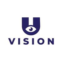 diseño de logotipo de letra u ojo vector